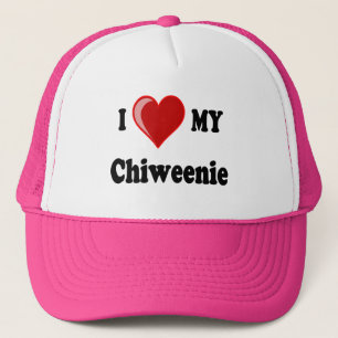 私は(ハート) Chiweenie私の犬を愛します キャップ