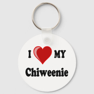 私は(ハート) Chiweenie私の犬を愛します キーホルダー