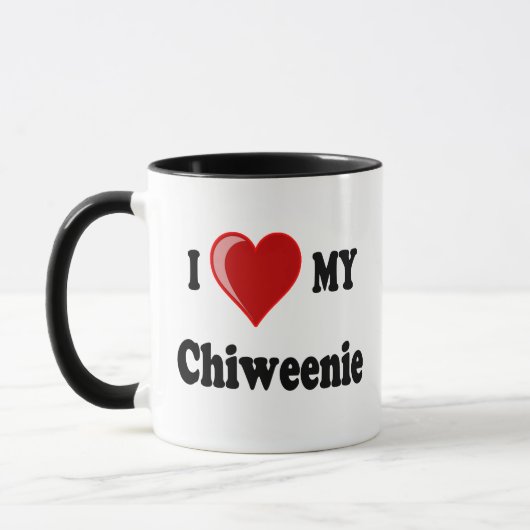 私は(ハート) Chiweenie私の犬を愛します マグカップ (左)
