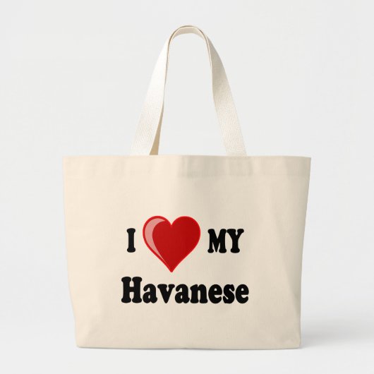 私は(ハート) Havanese私の犬を愛します ラージトートバッグ (正面)