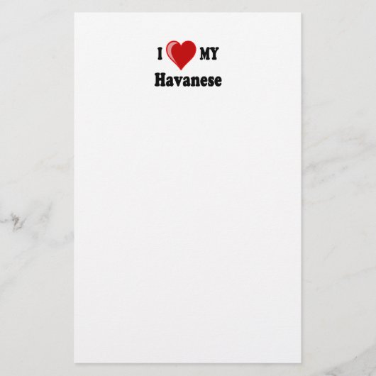 私は(ハート) Havanese私の犬を愛します 便箋 (正面)