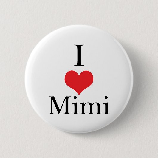 私は(ハート) Mimiを愛します 缶バッジ (正面)