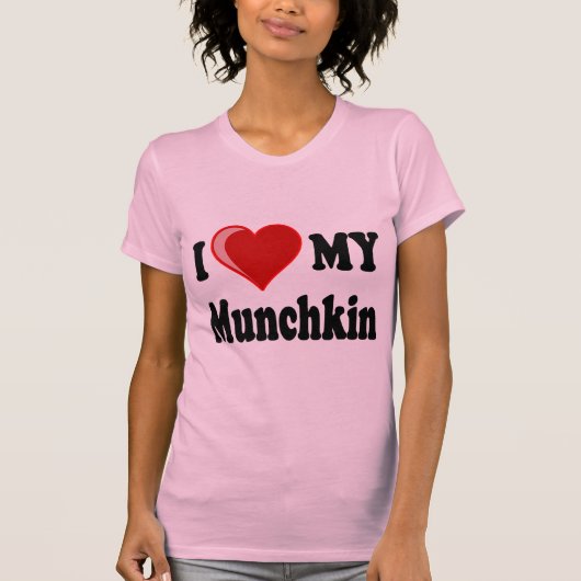 私は(ハート) Munchkin私の猫を愛します Tシャツ (正面)