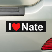 私は(ハート) Nateを愛します バンパーステッカー (車上)