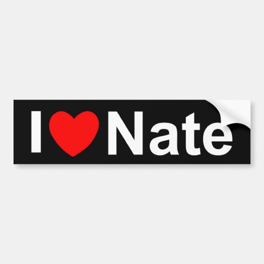 私は(ハート) Nateを愛します バンパーステッカー (正面)