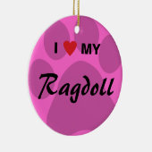 私は(ハート) Ragdoll私の猫Pawprintを愛します セラミックオーナメント (右)