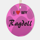 私は(ハート) Ragdoll私の猫Pawprintを愛します セラミックオーナメント (左)