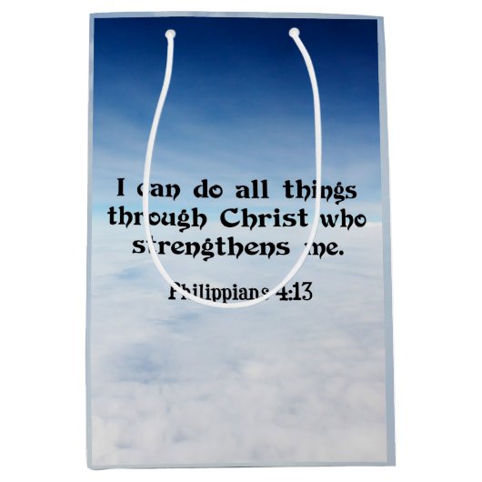 私は……フィリピアン4:13を通して全ての事ができる。 ミディアムペーパーバッグ (正面)