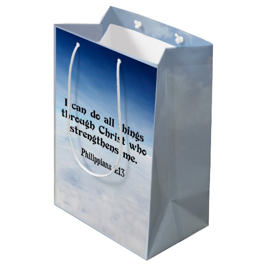 私は……フィリピアン4:13を通して全ての事ができる。 ミディアムペーパーバッグ (裏面アングル)