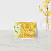 私は-フクロウ愛します カード (黄色い花)
