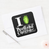 私は（ホップ）ポートランド大好き私のクラフトビール！ スクエアシール (封筒)