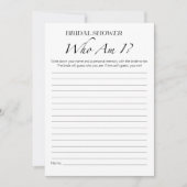 私は |ミニマルブライダルシャワーゲームカード 招待状 (正面)