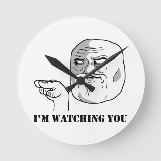 私は-ミーム見ています ラウンド壁時計 (正面)