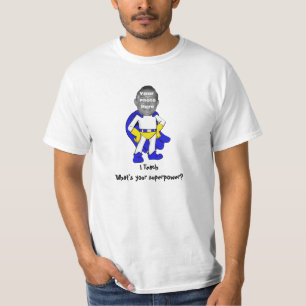 私は、何ですあなたの超出力教えますか。 (青か黄色) Tシャツ