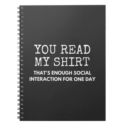 私は、十読分な社会的交流を ノートブック (正面)
