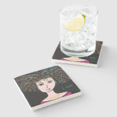 "私は"女性です ストーンコースター (横)