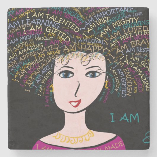 "私は"女性です ストーンコースター (正面)