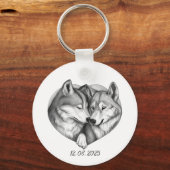 私は、狼のカップルは、あなたがとても大好き キーホルダー (裏面)