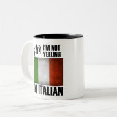 私は、私ですイタリアのイタリアンでおもしろいなプライド叫んでいません ツートーンマグカップ (正面左)