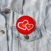 "私は"赤く及び白く、かわいいハートを愛します。 パーソナライズ 缶バッジ (インサイチュ)