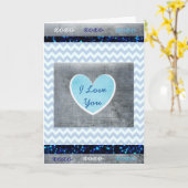 「私は"青および灰色の男らしいカードを愛します カード (黄色い花)