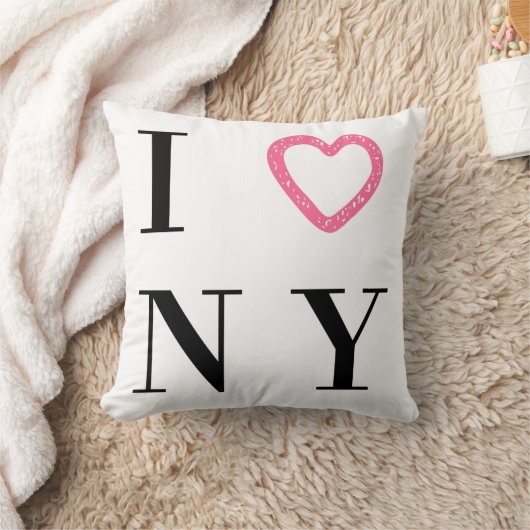 私は、黒い、NYのリバーシブルの枕を-ピンク白い愛します クッション (ブランケット)