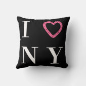 私は、黒い、NYのリバーシブルの枕を-ピンク白い愛します クッション (裏面)