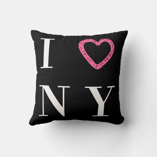 私は、黒い、NYのリバーシブルの枕を-ピンク白い愛します クッション (裏面)