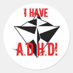 私は、A.D.H.D!ステッカーを持っている ラウンドシール