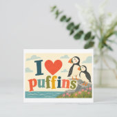 "私は puffins が大好き" ポストカード (スタンド正面)