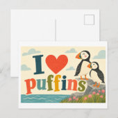 "私は puffins が大好き" ポストカード (正面/裏面)