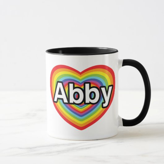 私はAbbyの虹のハートを愛します マグカップ (右)