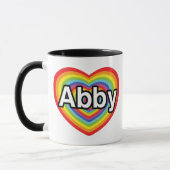 私はAbbyの虹のハートを愛します マグカップ (左)