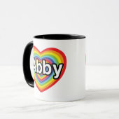 私はAbbyの虹のハートを愛します マグカップ (正面左)