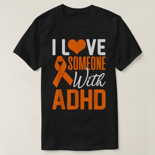 私はADHD認識度・デイ・ウォリアーで人を愛する Tシャツ (デザイン正面)