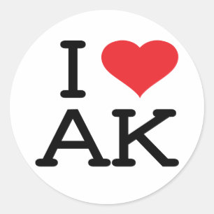 私はAK -ハート-をステッカー6 pk愛します ラウンドシール