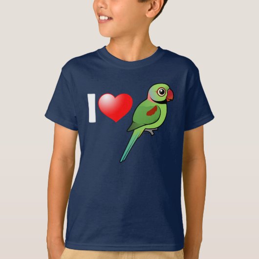 私はAlexandrineのインコを愛します Tシャツ (正面)