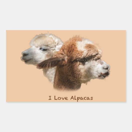 私はAlpacas Rectangleステッカーが大好き 長方形シール (正面)
