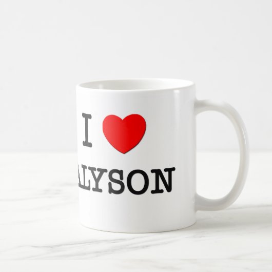 私はAlysonを愛します コーヒーマグカップ (右)