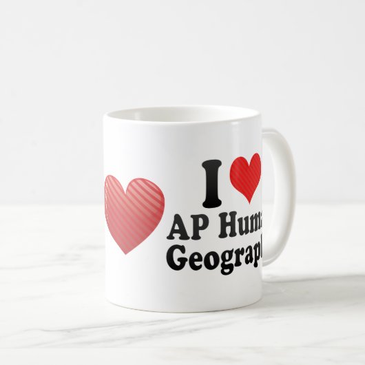 私はAPの人間の地理学を愛します コーヒーマグカップ (正面右)