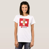 私はAppenzell -カラフルなEthnoのスイス人のTシャツ--を愛します Tシャツ (正面フル)