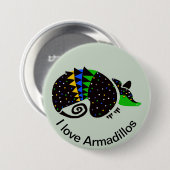 私はARMADILLOS大好き – ブラジル – 自然 – 野生生物 缶バッジ (正面&裏面)
