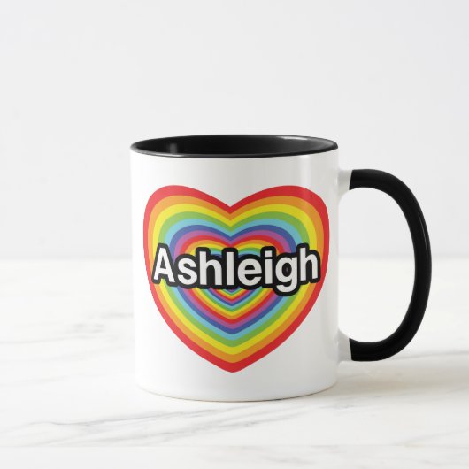 私はAshleighの虹のハートを愛します マグカップ (右)