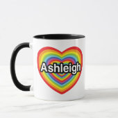 私はAshleighの虹のハートを愛します マグカップ (左)