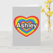 私はAshleyを愛します。 私はAshley愛します。 ハート カード (黄色い花)