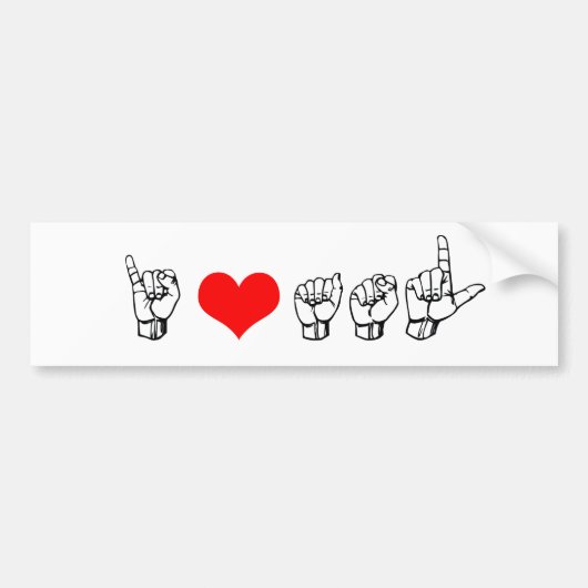 私はASLのバンパーステッカーを愛します バンパーステッカー (正面)