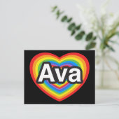 私はAvaを愛します。 私はAva愛します。 ハート ポストカード (スタンド正面)