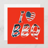私はBBQが大好き、アメリカの愛国招待状 (正面/裏面)