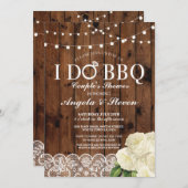 私はBBQのカップルのシャワーのひもライトバラの招待をします 招待状 (正面/裏面)