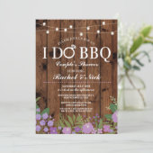 私はBBQのカップルのシャワーのひもライト木製の招待をします 招待状 (スタンド正面)